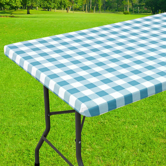 Smiry Rectangle Waterproof Vinyl Picnic Tablecloth 30x72 White Orange Plaid
