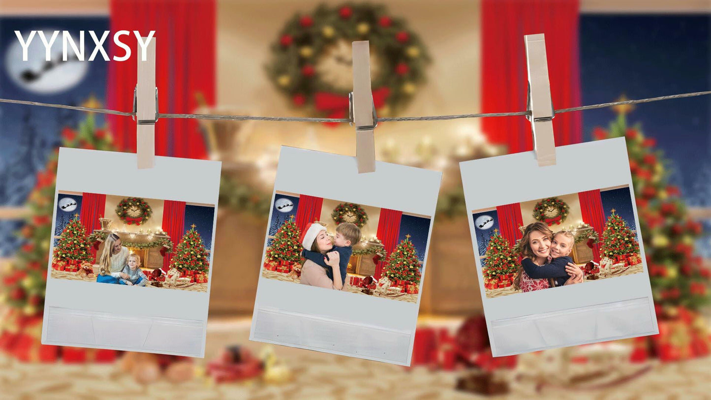 YYNXSY 7x5ft Christmas Fireplace Backdrop Xmas Tree Garland Decorations
