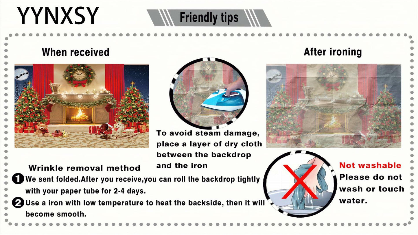 YYNXSY 7x5ft Christmas Fireplace Backdrop Xmas Tree Garland Decorations