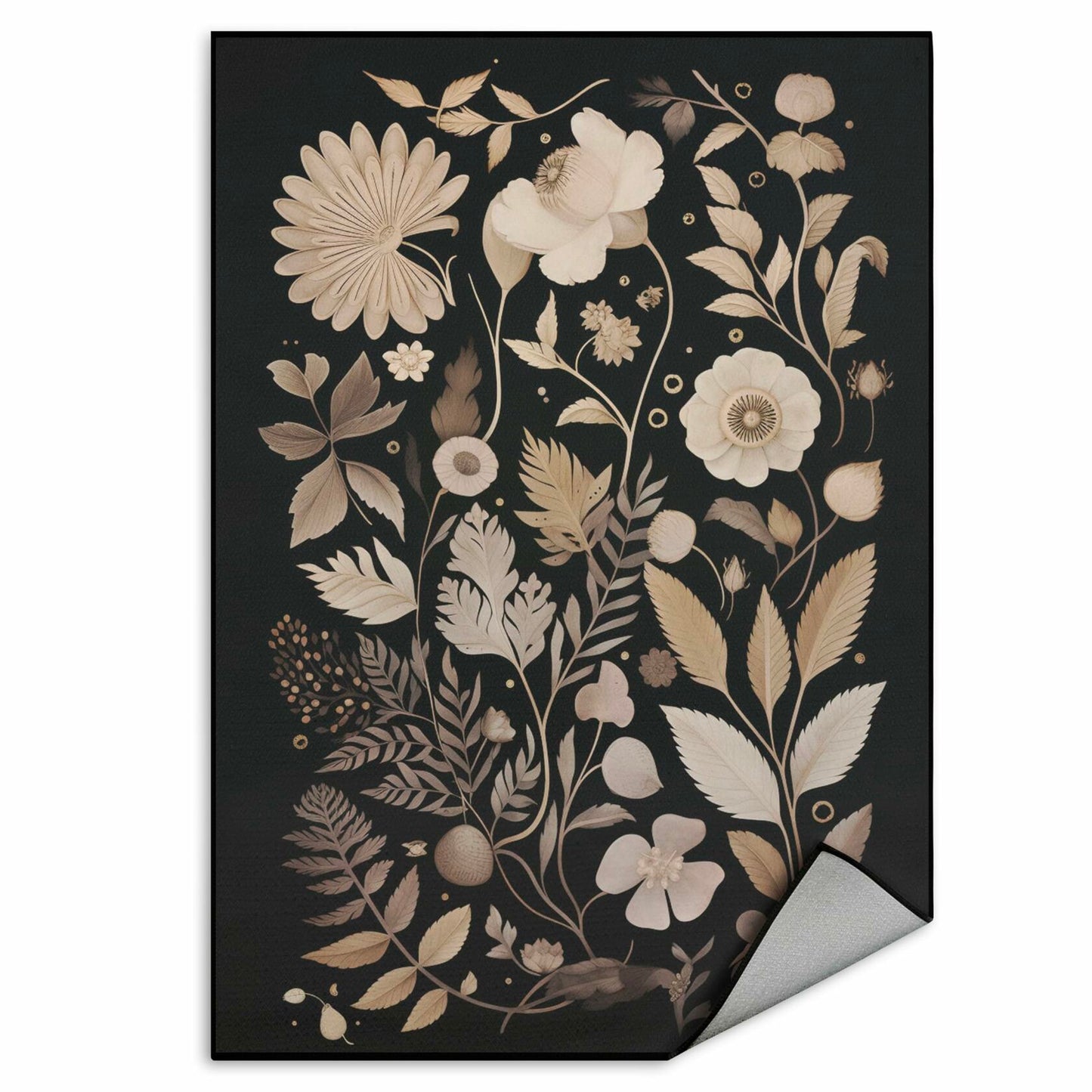 WFSM 2-Pack 16x24in Black Floral Boho Kitchen Towels Vintage Botanical