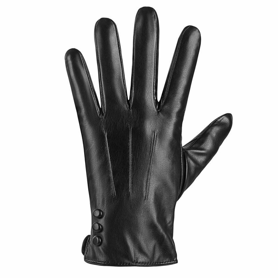 YMYLGDDW Men's Leather Winter Gloves Touch Screen Warm Wool Lining Size L