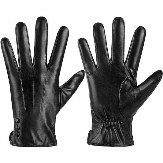 YMYLGDDW Men's Leather Winter Gloves Touch Screen Warm Wool Lining Size L