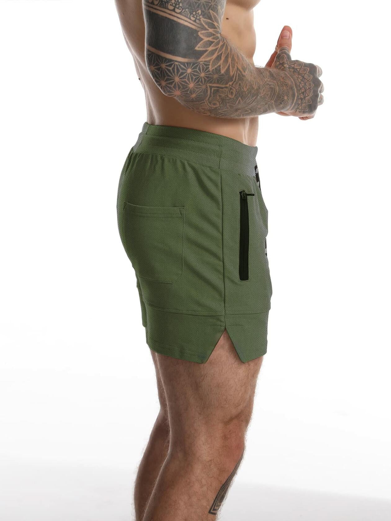 GYMBULLFIGHT Men's Running Shorts Lightweight Zipper Pockets Black Size L