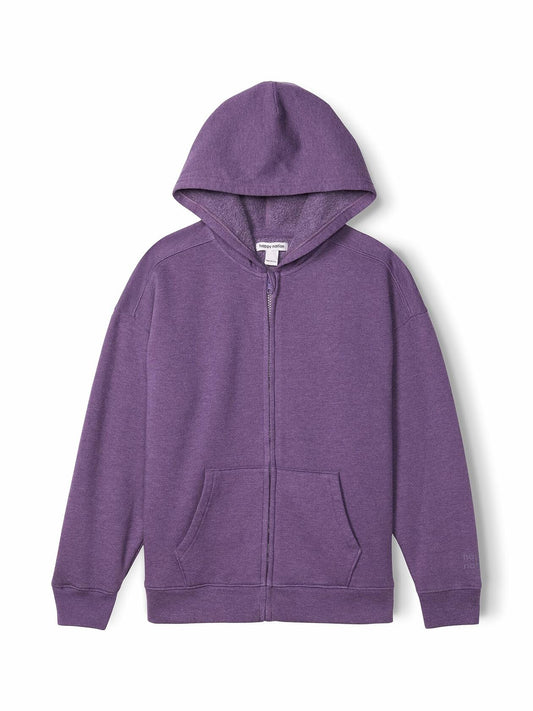 Happy Nation Relaxed Fleece Full Zip Hoodie Purple Haze Medium Sweatshirt