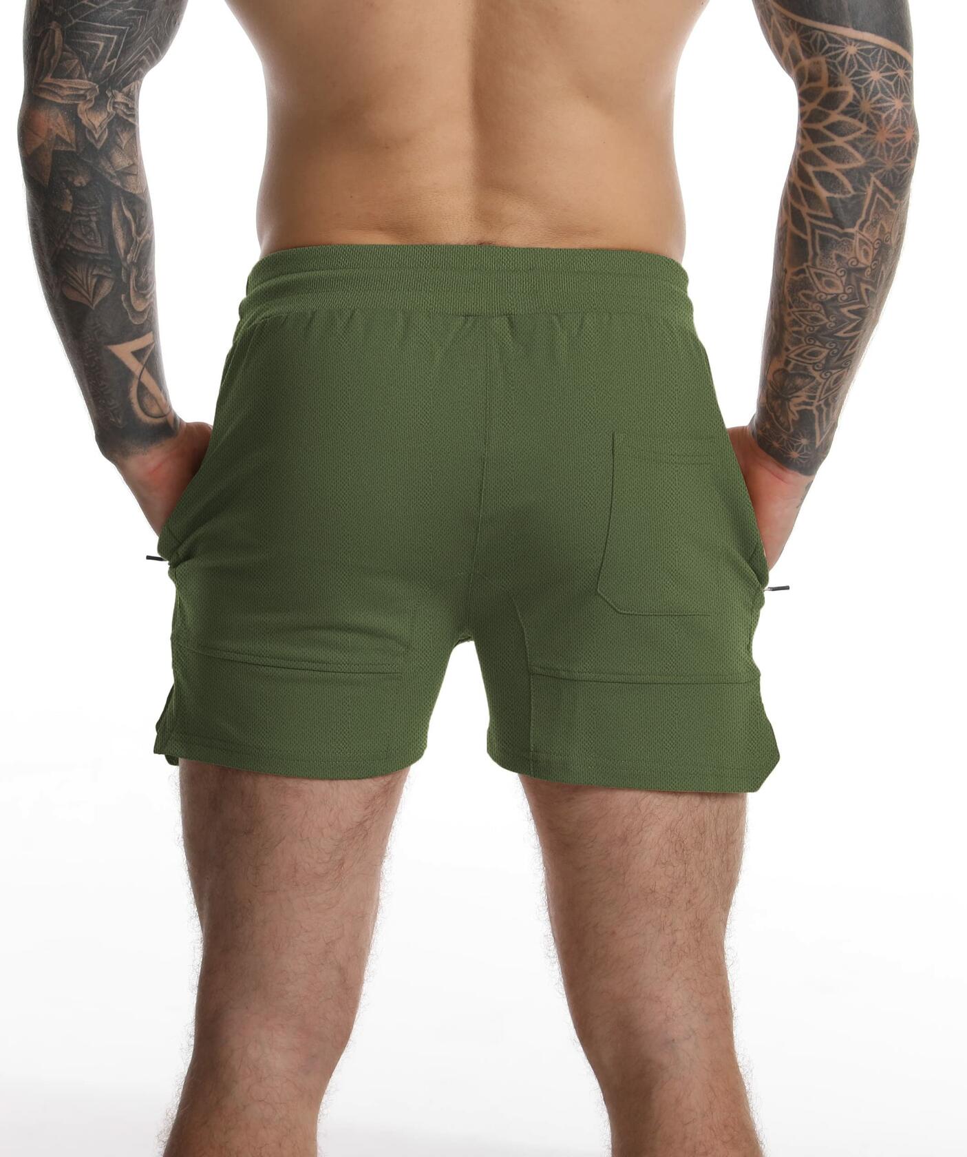 GYMBULLFIGHT Men's Running Shorts Lightweight Zipper Pockets Black Size L