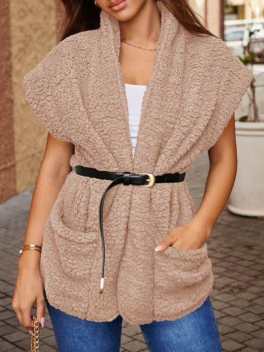 Tankaneo Womens Sherpa Fleece Vest Lightweight Teddy Jacket - Size L