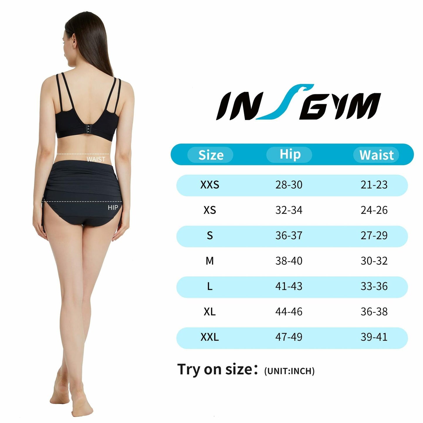 insgym AS1 Alpha Black Bikini Bottoms Ruched Drawstring Size XL