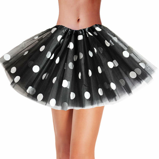 Polka Dot Tutu Skirt Ballet Dress White Size L