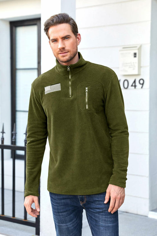 Beotyshow Men's Military Tactical Fleece Jacket Quarter Zip Size XXL