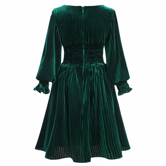 IMEKIS Toddler Velvet Christmas Dress Dark Green Long Sleeve Size 2-3T