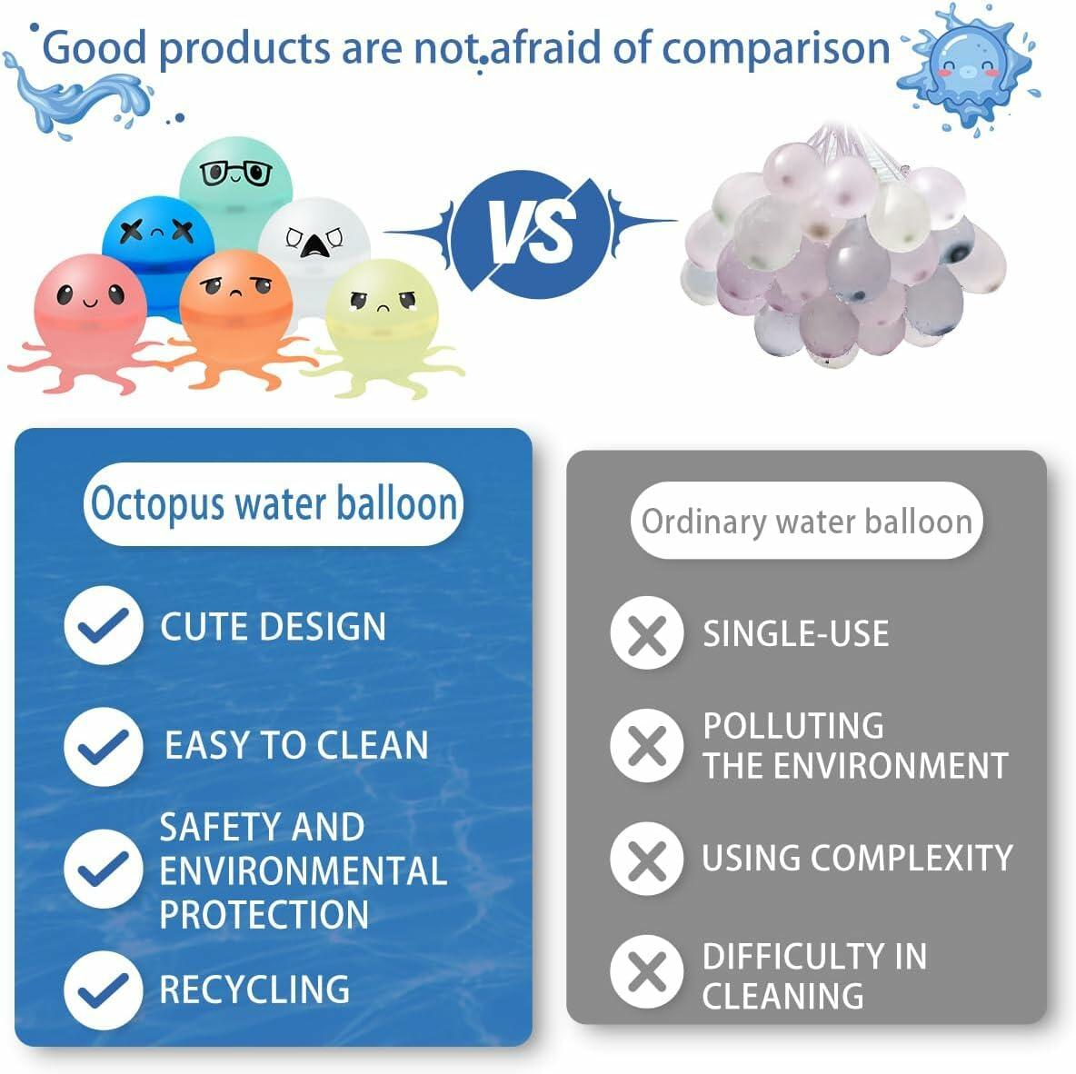 KITYSEY Reusable Water Bomb Balloons 6 Pack Self-Sealing Water Splash Balls