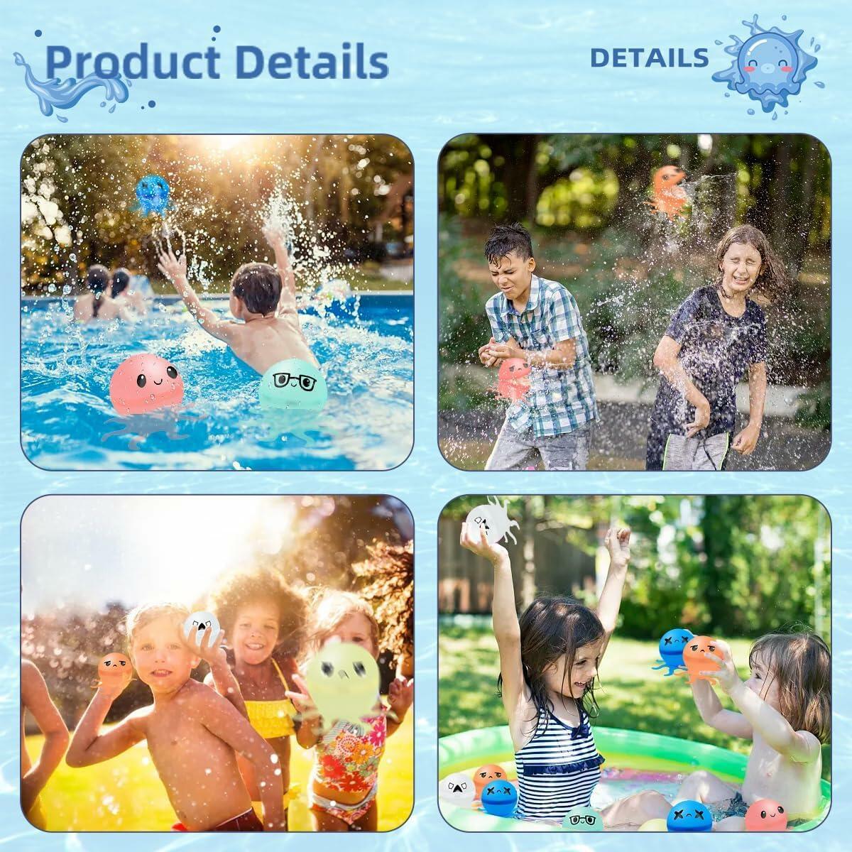 KITYSEY Reusable Water Bomb Balloons 6 Pack Self-Sealing Water Splash Balls