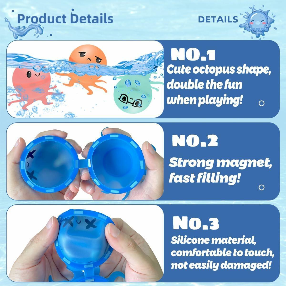 KITYSEY Reusable Water Bomb Balloons 6 Pack Self-Sealing Water Splash Balls