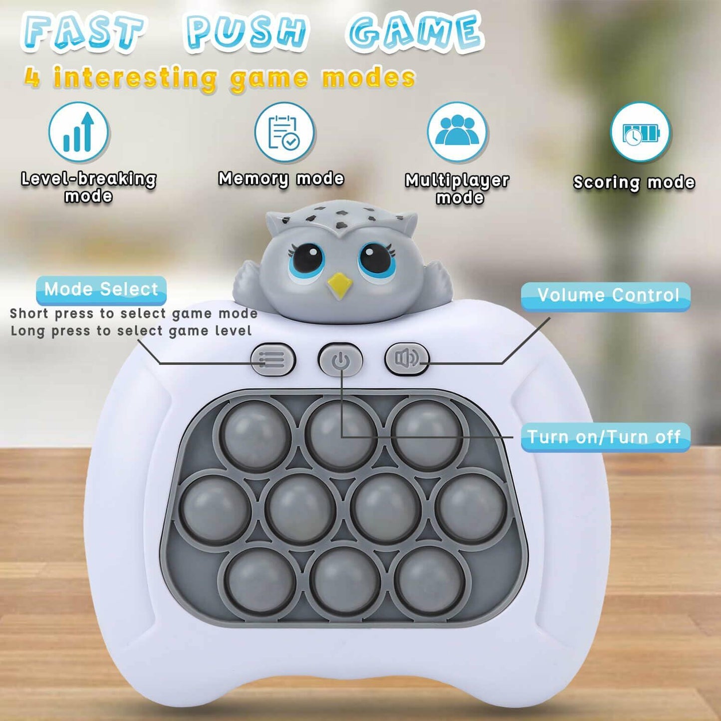 Fast Push Game Electronic Fidget Toy Light Up Bubble Handheld Sensory