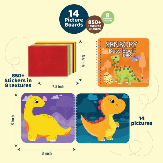 jackinthebox Sensory Busy Book Dinosaur Sticker Craft Kit Kids Ages 3-6