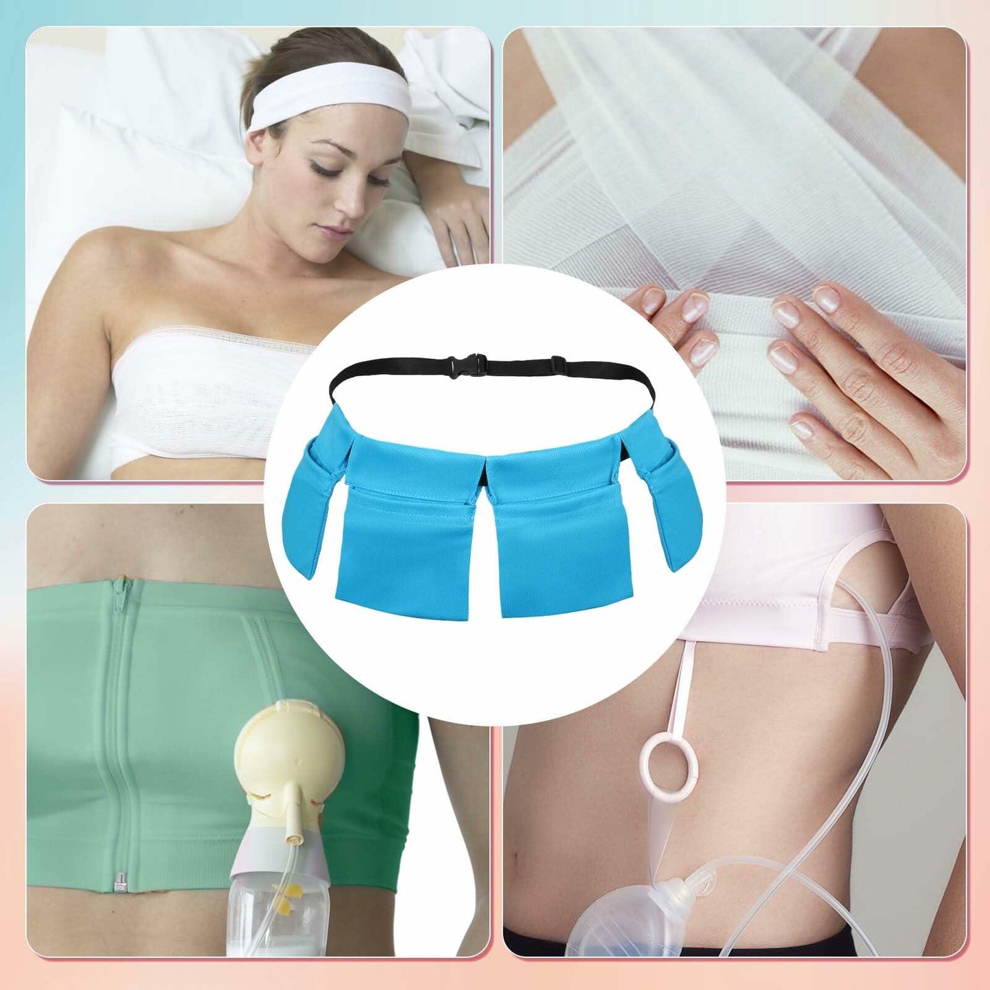 Jeffdad 2pcs Adjustable Mastectomy Drain Holder 4 Pouch Shower Bag Kit