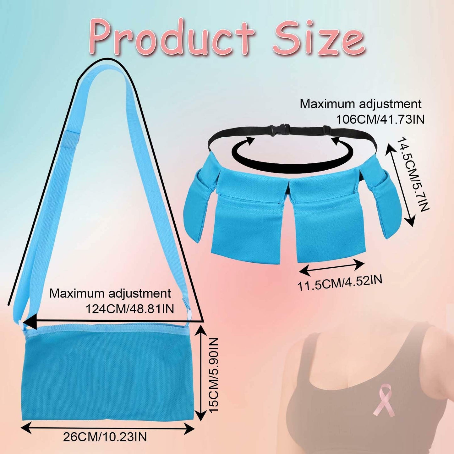 Jeffdad 2pcs Adjustable Mastectomy Drain Holder 4 Pouch Shower Bag Kit
