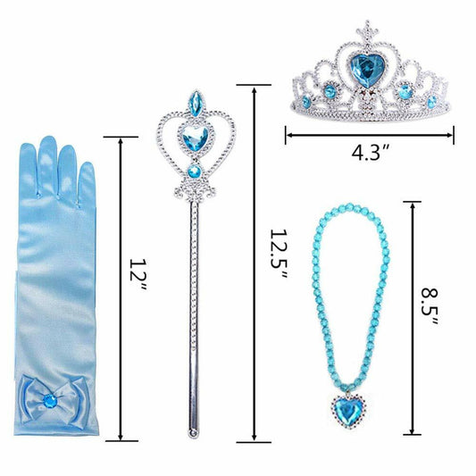 AMOR 8PCS Princess Dress Up Jewelry Set Toddler Girls Gloves Tiara