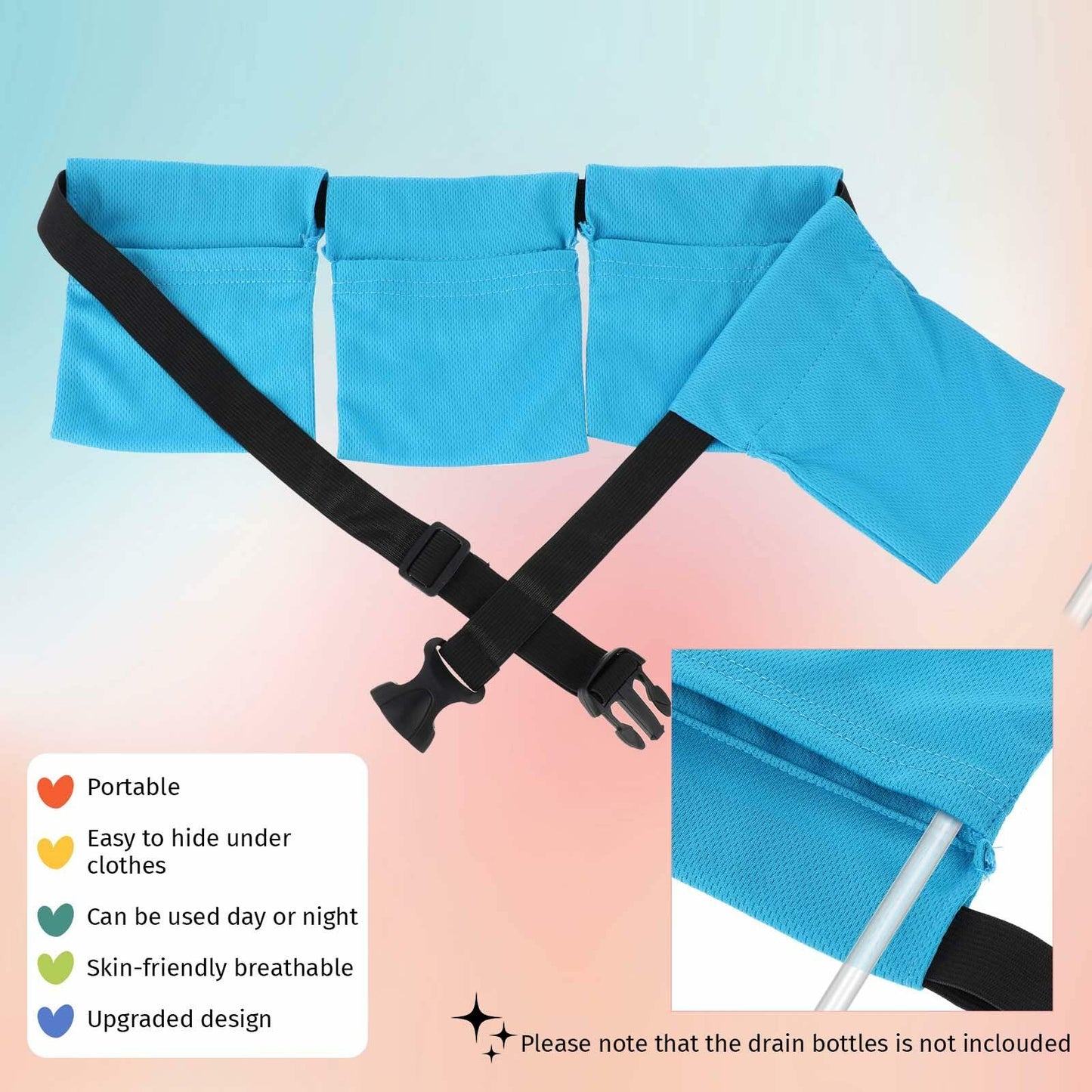 Jeffdad 2pcs Adjustable Mastectomy Drain Holder 4 Pouch Shower Bag Kit