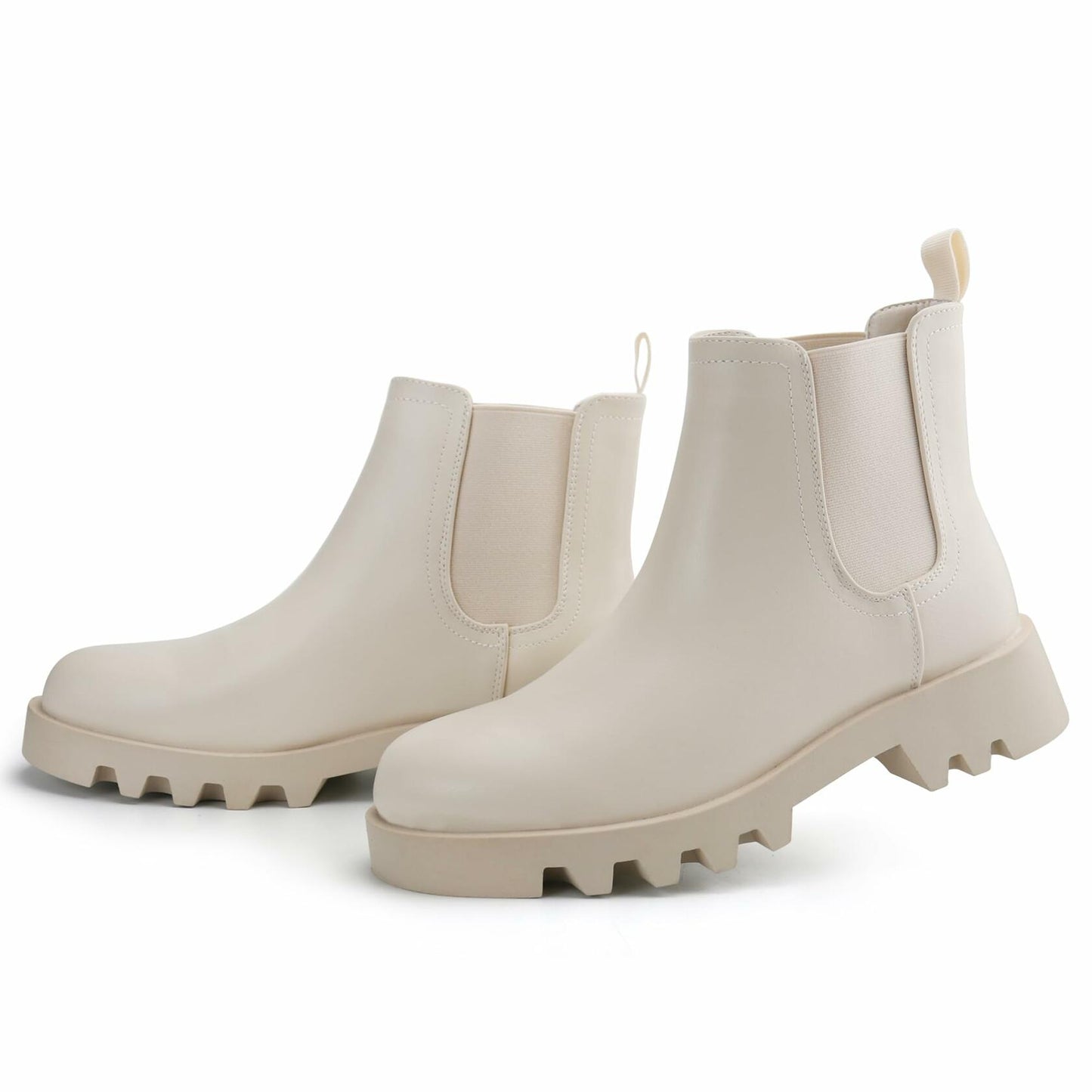 firelli Women Chelsea Ankle Booties Slip-On Winter Boots Ivory Size 9