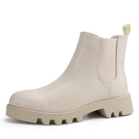 firelli Women Chelsea Ankle Booties Comfortable Boots Ivory Size 10