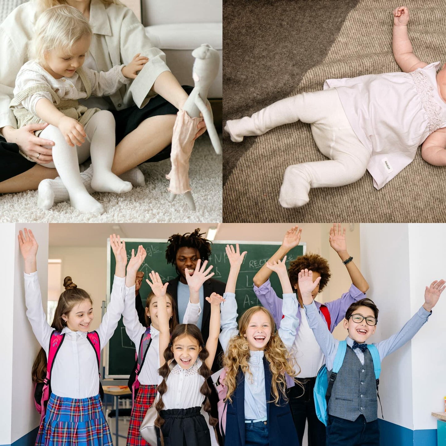 hakugoo Girls Tights 2 Pack Navy Toddler Cotton 2-4 Years