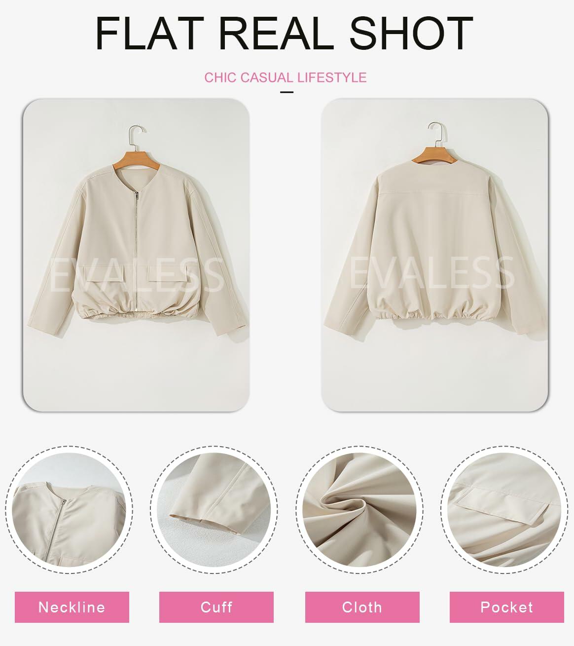 EVALESS X-Large Apricot Crop Windbreaker Jacket Fall 2024 Bomber Jacket