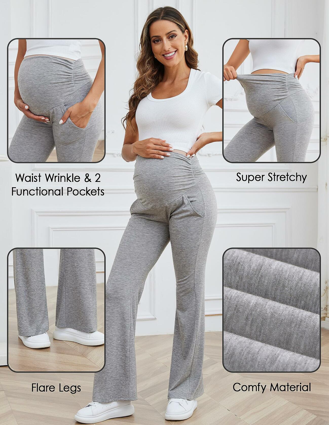 PACBREEZE Women's Maternity Fleece Lined Pants Thick Warm Joggers XX-Large
