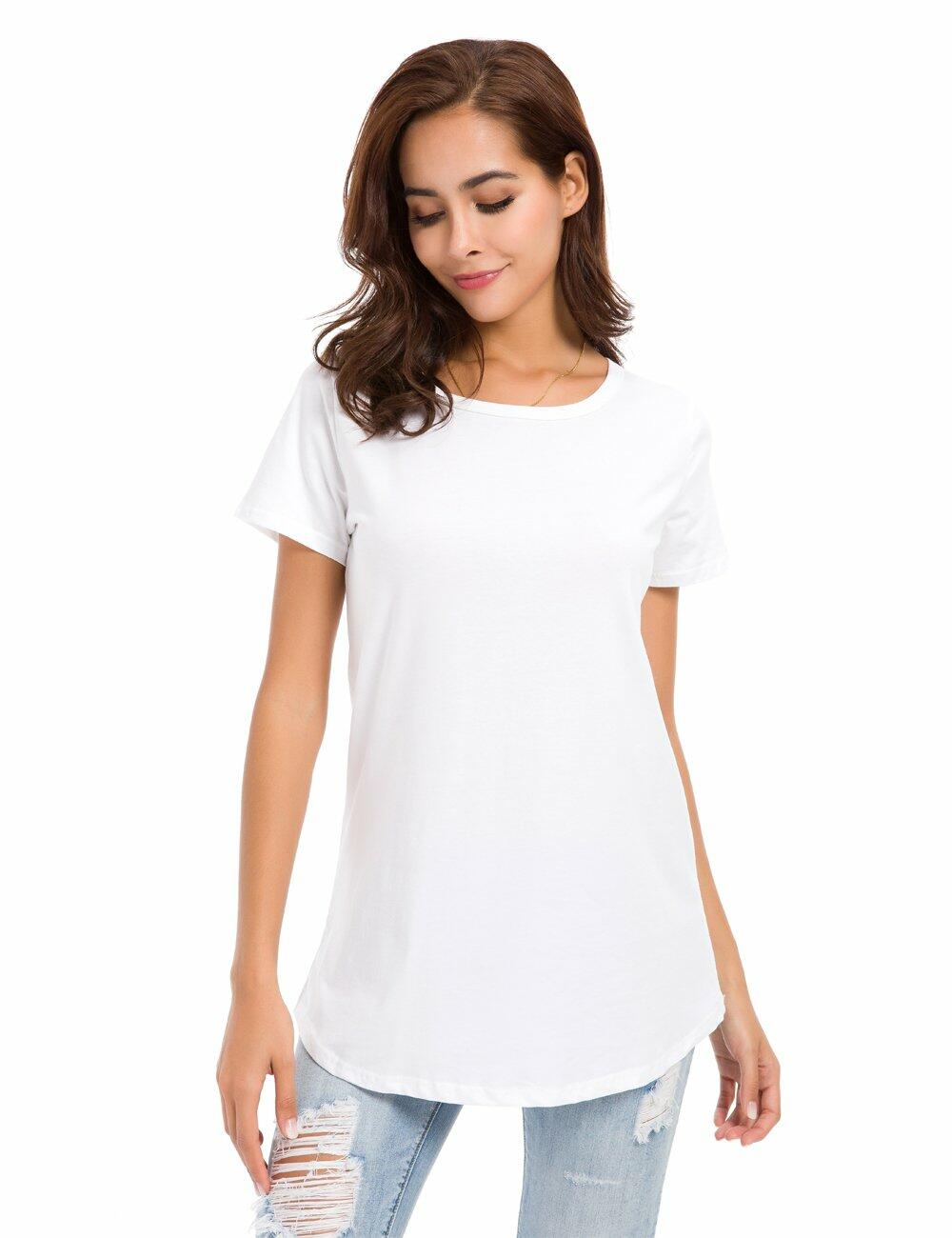 MSHING Women's Short Sleeve Tunic Top Casual T-Shirt Blouse Loose Fit - Size S