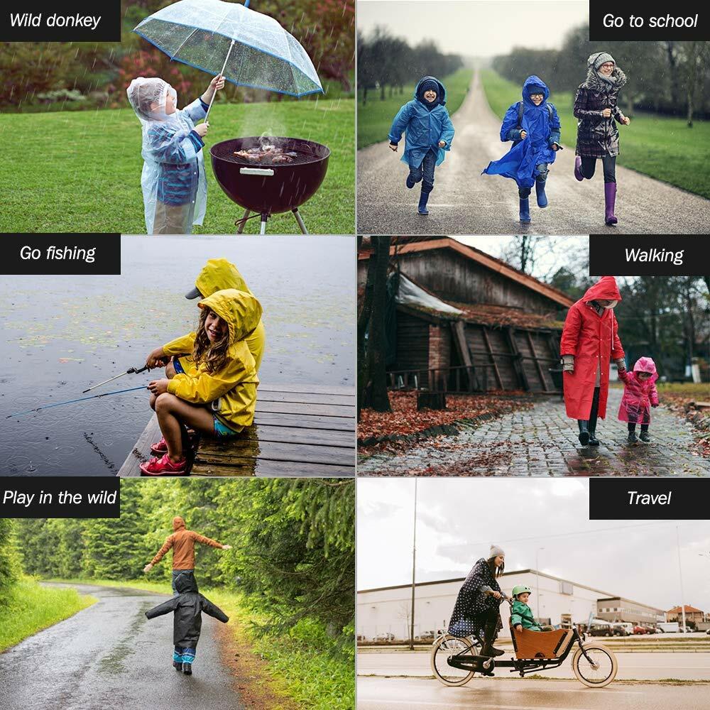 Notherss Boys Rain Poncho 2 Pack Pink Reusable EVA Hood Coat Waterproof