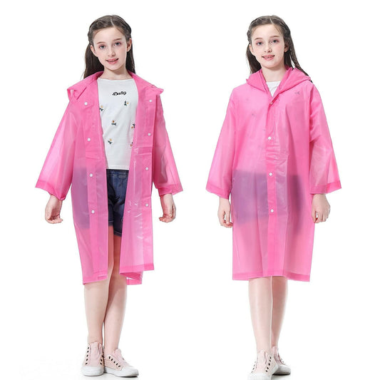 Notherss Boys Rain Poncho 2 Pack Pink Reusable EVA Hood Coat Waterproof