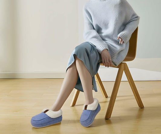 COFACE Womens Blue Moccasin Slippers Memory Foam Orthotic Size 10