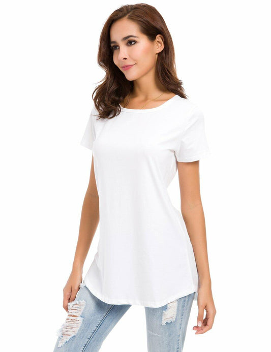 MSHING Women's Short Sleeve Tunic Top Casual T-Shirt Blouse Loose Fit - Size S