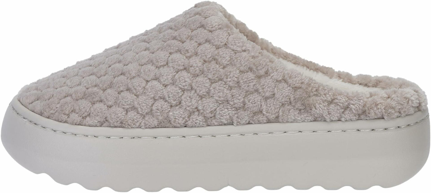 WHITIN Women's Fuzzy House Slippers Size 37-38 Taupe Extra Thick Sole Cozy