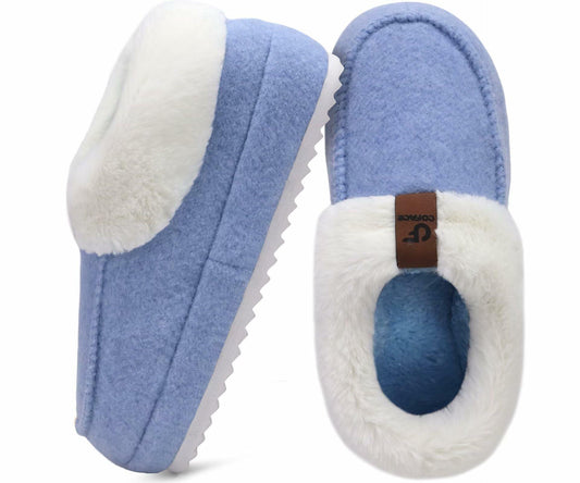 COFACE Womens Blue Moccasin Slippers Memory Foam Orthotic Size 10