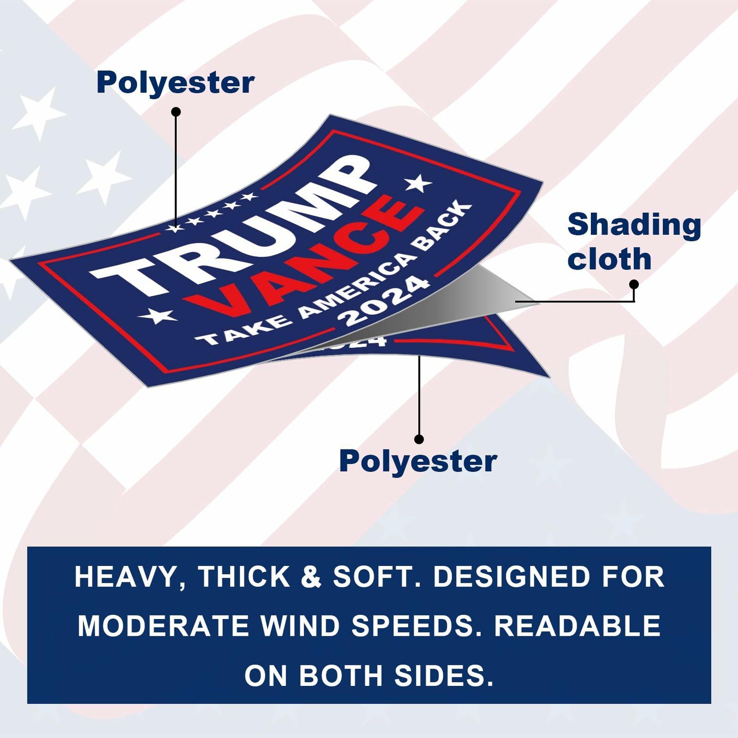 KENPMA Trump Vance 2024 Flag 3x5 Double Sided Outdoor Banner 3 Ply