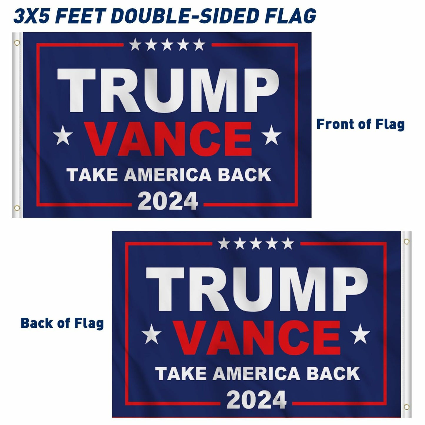 KENPMA Trump Vance 2024 Flag 3x5 Double Sided Outdoor Banner 3 Ply