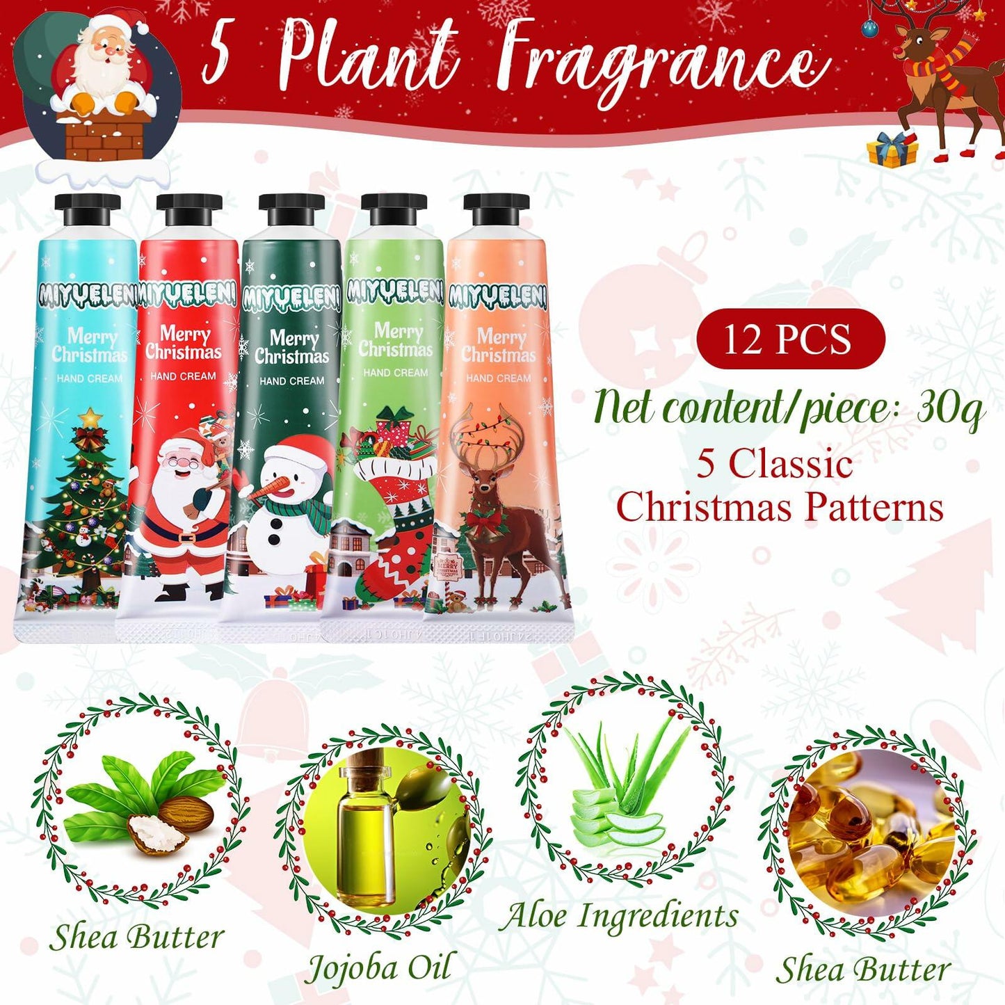Dansib 12 Pc Christmas Hand Cream Set Moisturizing Travel Size Gift Women