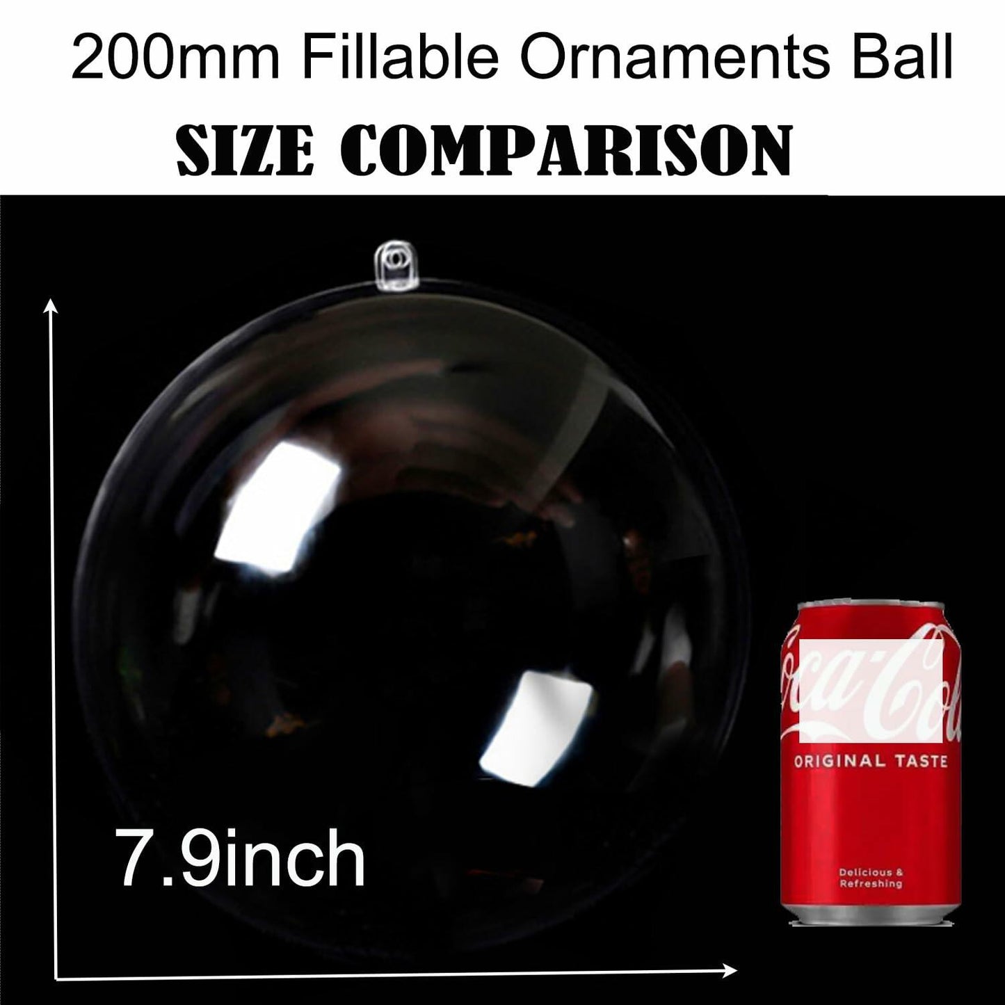 7Queen 2PCS 200mm Clear Plastic Fillable Christmas Ornaments Shatterproof