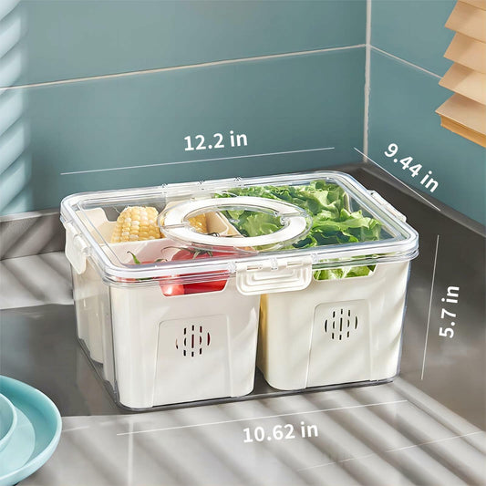 Fruit Containers 3-Count with Removable Colanders for Fridge Organizer