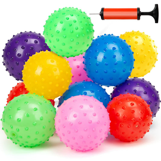 LOVEINUSA Bounce Ball 12 Pack Sensory Massage Balls with Air Pump Stress Relief