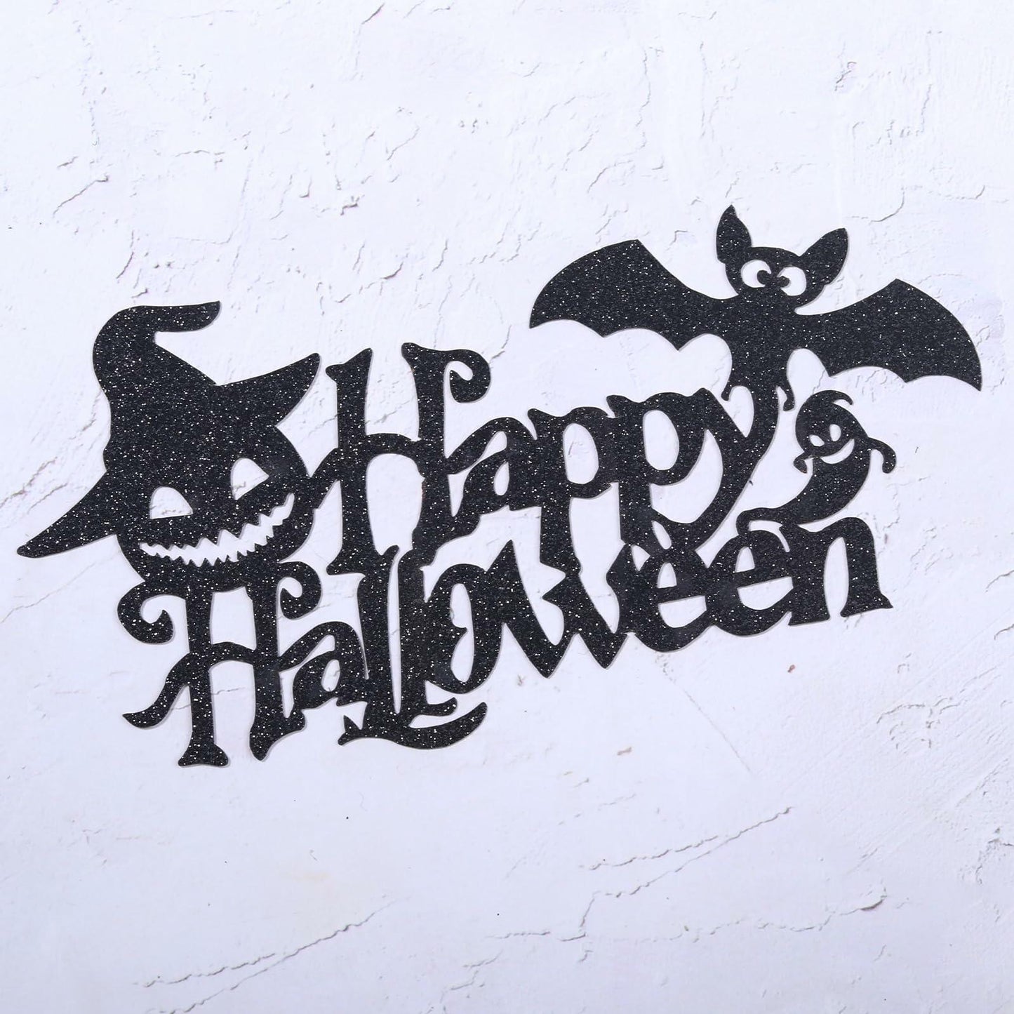 Totelux Halloween Cake Toppers 10Pcs Black Pumpkin Bat Ghost Glitter