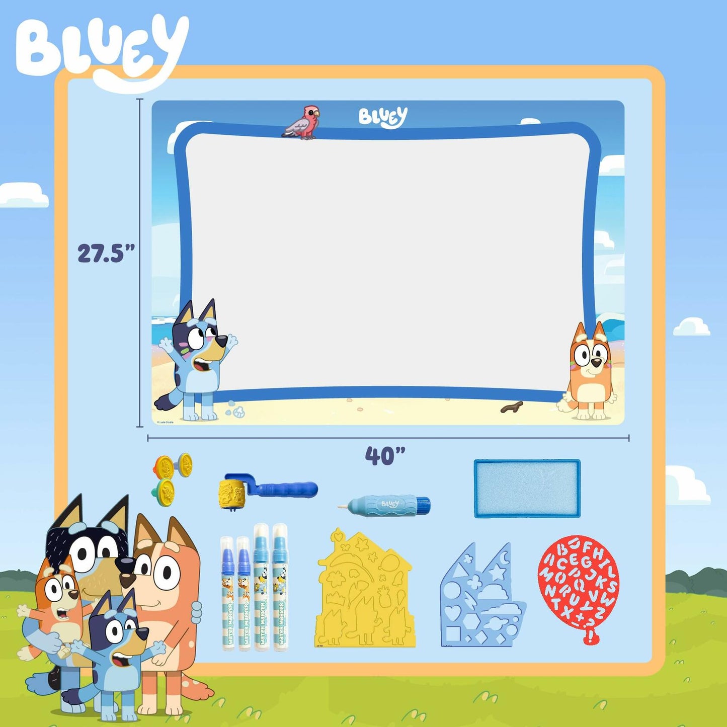 Bluey Water Mat Splash Pad Outdoor Toy 39"x27.6" Multi