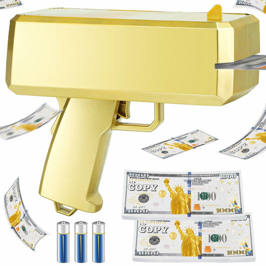 Gold Money Gun Shooter Toy with 201 Props Includes Batteries
