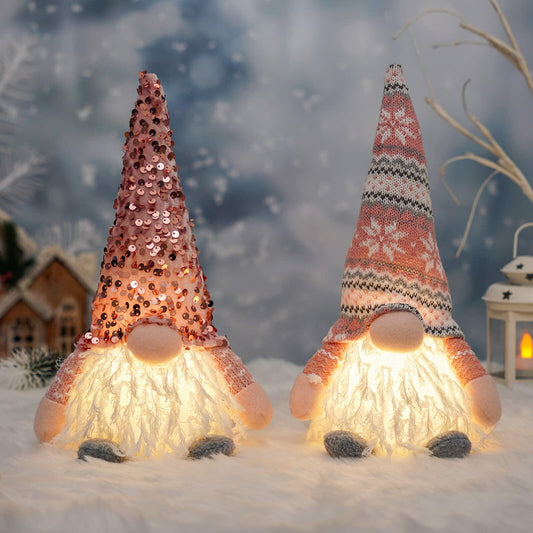 USILAND 2-Pack Pink Lighted Sequin Tabletop Decorations Handmade