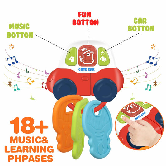 Baby Teething Toys Montessori Sensory Car Key Teether Music Light 0-18M