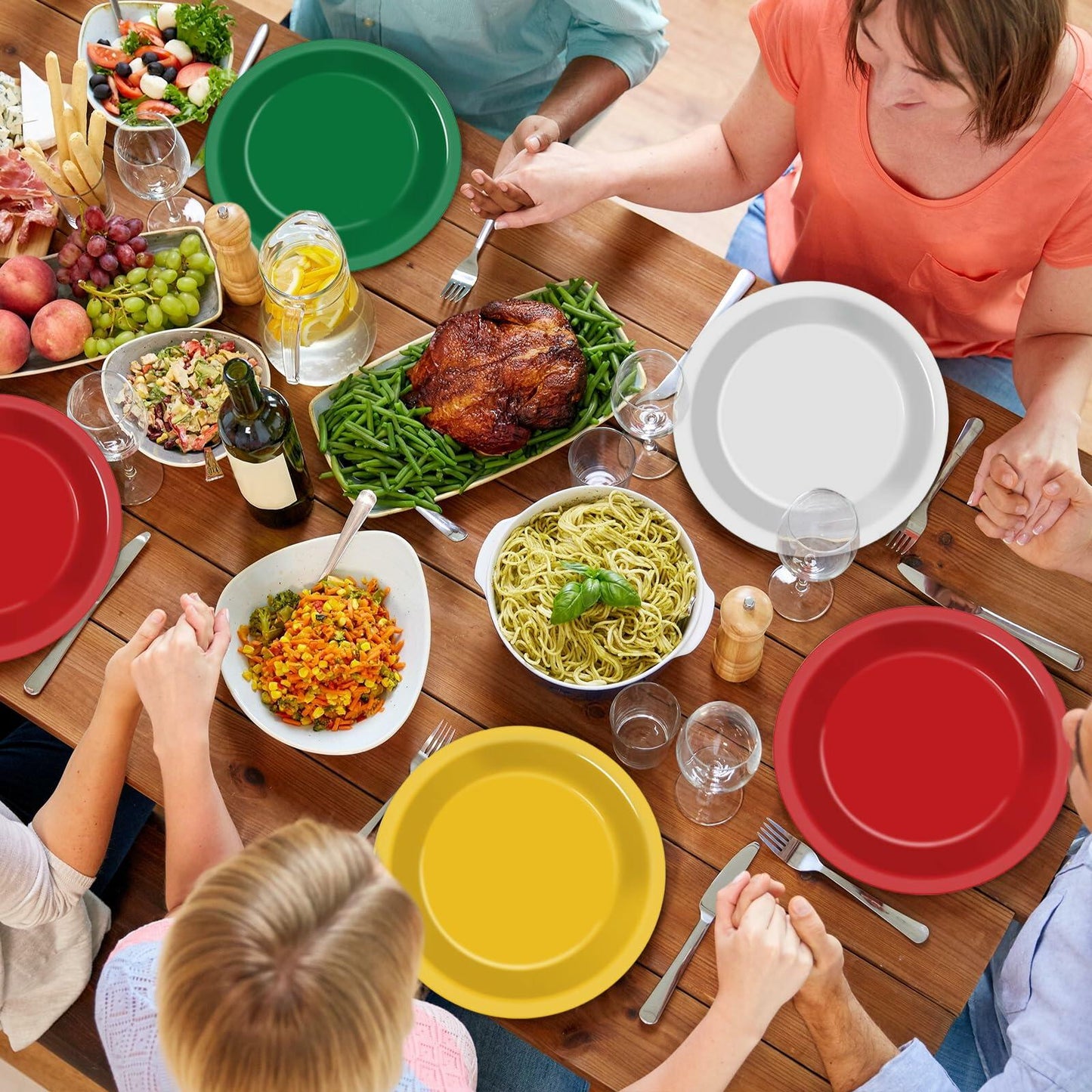 100Pcs Christmas Paper Plates 9" Red Green Disposable Party Tableware