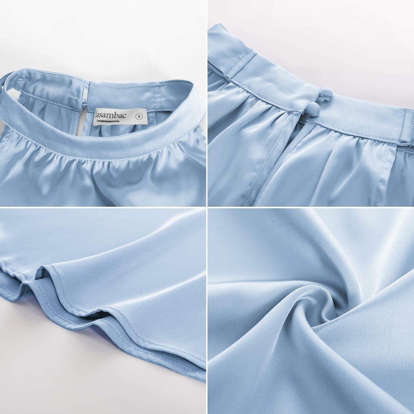 Women Sleeveless Tie Bow Blouse Casual Top Light Blue - Size XXL