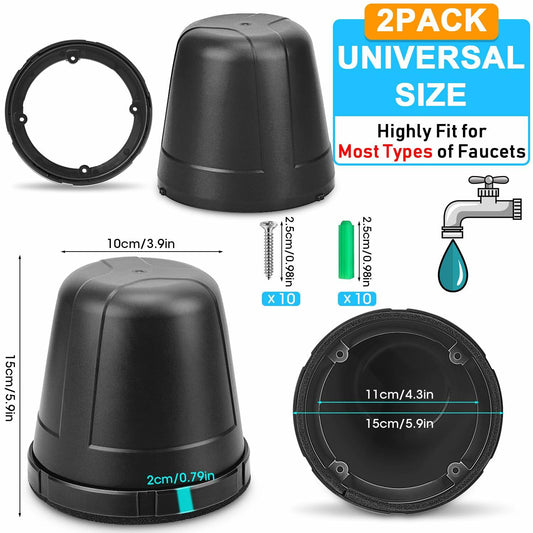 Mydrissu 2Pack Outdoor Insulated Faucet Covers Black Dark Gray Reusable