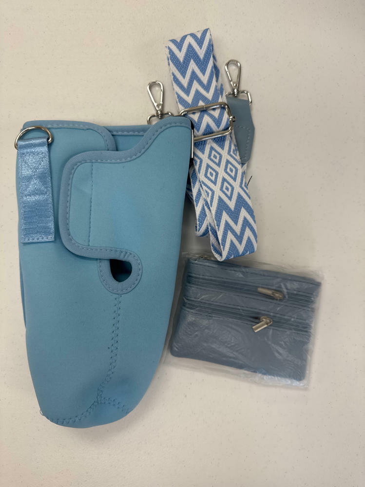 TITPOP Water Bottle Carrier Bag Lightweight Portable for Hiking & Travel - Blue